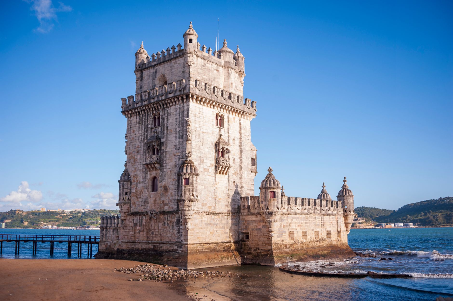 Belém Tower beside the Tagus River in Lisbon